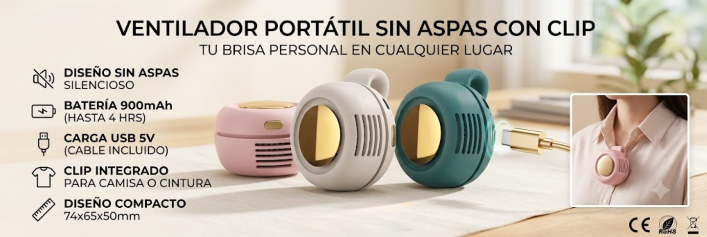 Mini ventilador portátil USB-C (Sin aspas)
